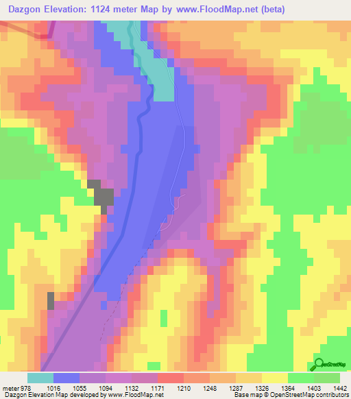 Dazgon,Kyrgyzstan Elevation Map