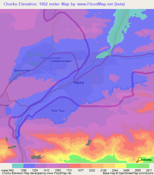 Chorku,Kyrgyzstan Elevation Map