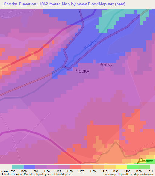 Chorku,Kyrgyzstan Elevation Map