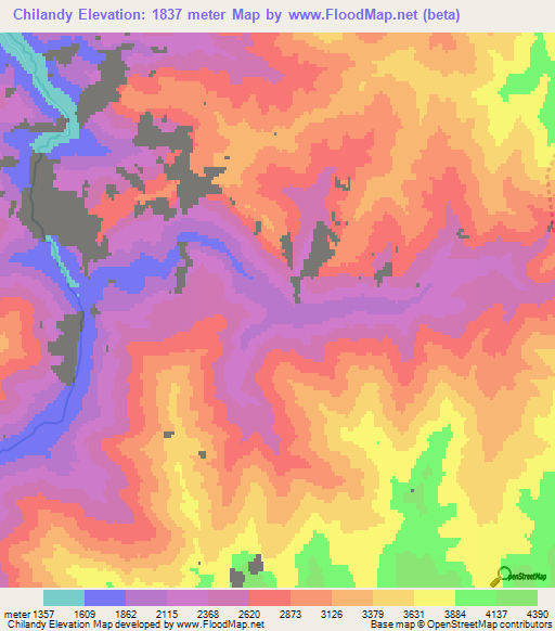 Chilandy,Kyrgyzstan Elevation Map