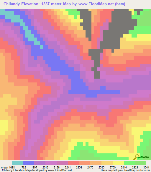 Chilandy,Kyrgyzstan Elevation Map