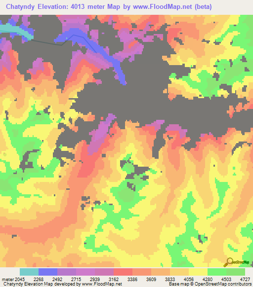 Chatyndy,Kyrgyzstan Elevation Map