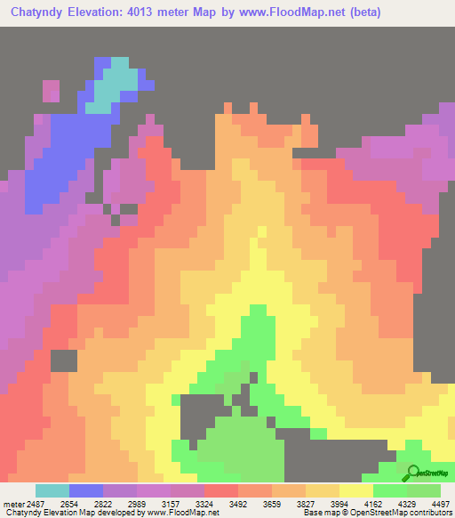 Chatyndy,Kyrgyzstan Elevation Map