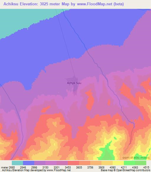 Achiksu,Kyrgyzstan Elevation Map