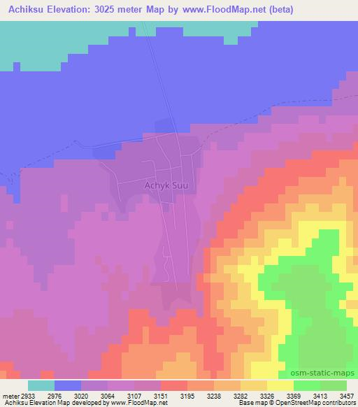 Achiksu,Kyrgyzstan Elevation Map