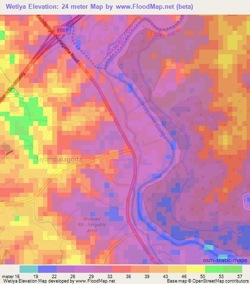 Wetiya,Sri Lanka Elevation Map