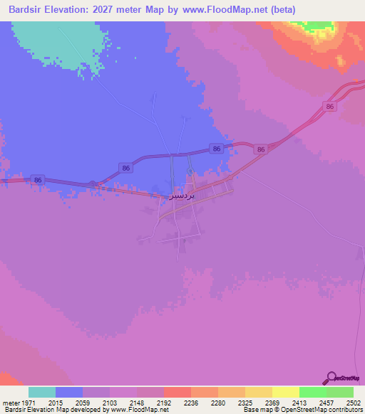 Bardsir,Iran Elevation Map