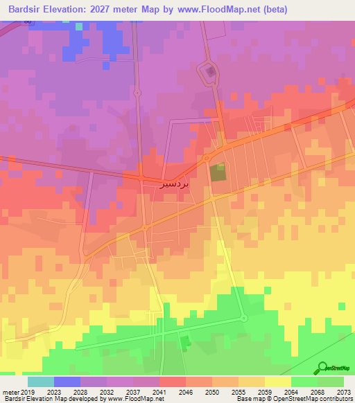 Bardsir,Iran Elevation Map