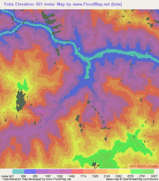 Yoba,India Elevation Map