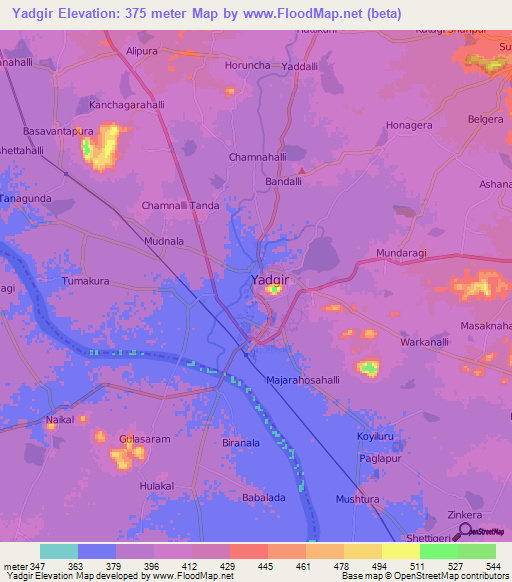 Yadgir,India Elevation Map