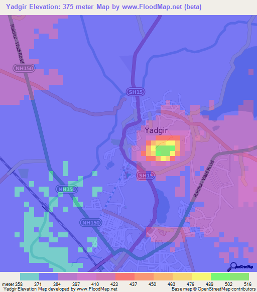 Yadgir,India Elevation Map