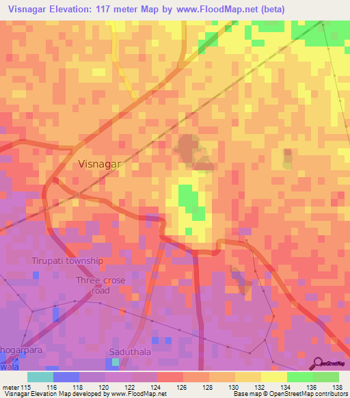 Visnagar,India Elevation Map