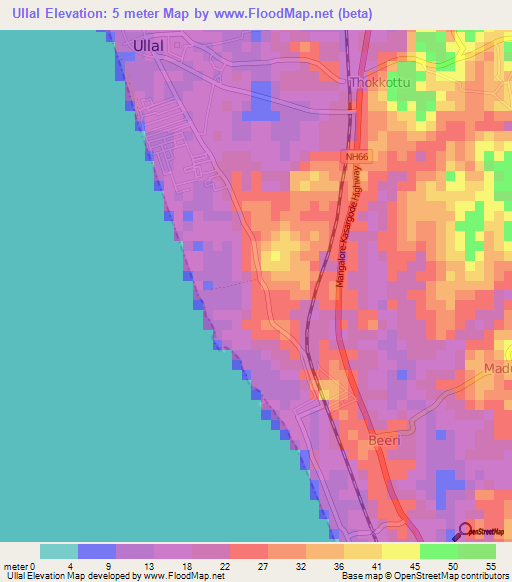 Ullal,India Elevation Map