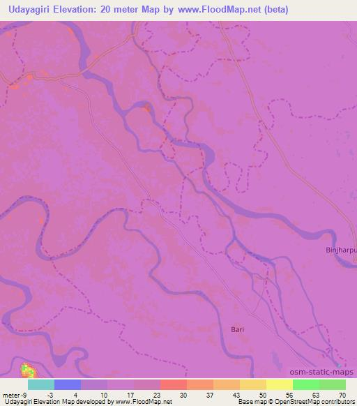 Udayagiri,India Elevation Map