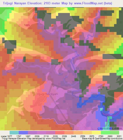 Trijugi Narayan,India Elevation Map