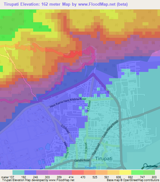 Elevation of Tirupati,India Elevation Map, Topography, Contour