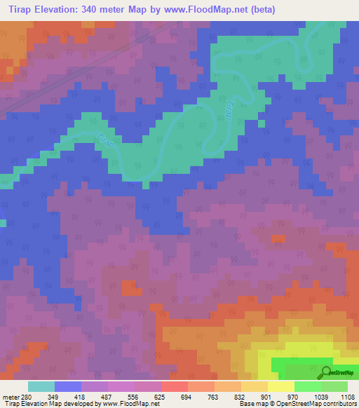 Tirap,India Elevation Map