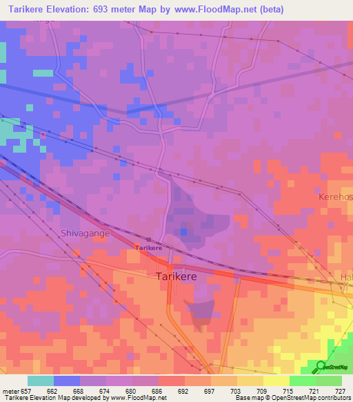 Tarikere,India Elevation Map