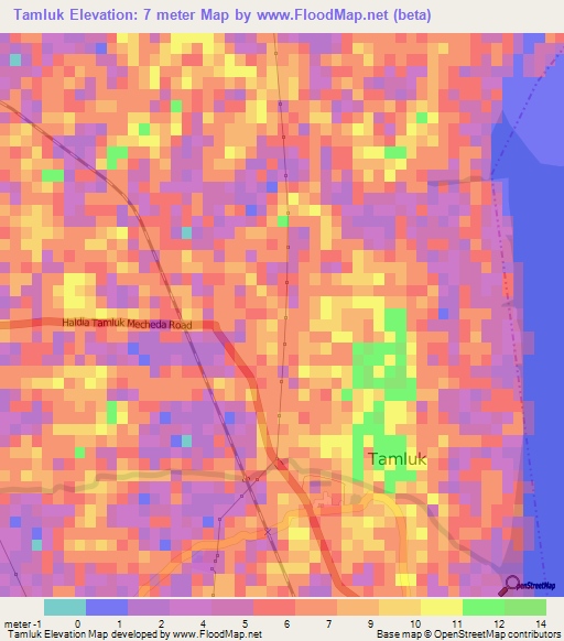 Tamluk,India Elevation Map