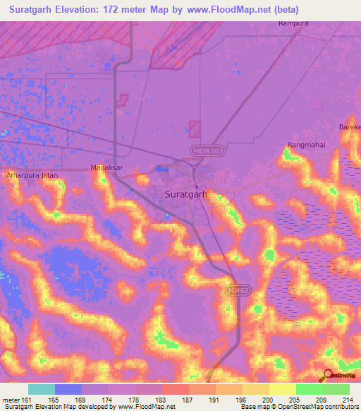 Suratgarh,India Elevation Map