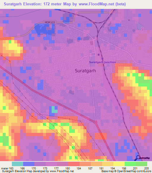 Suratgarh,India Elevation Map