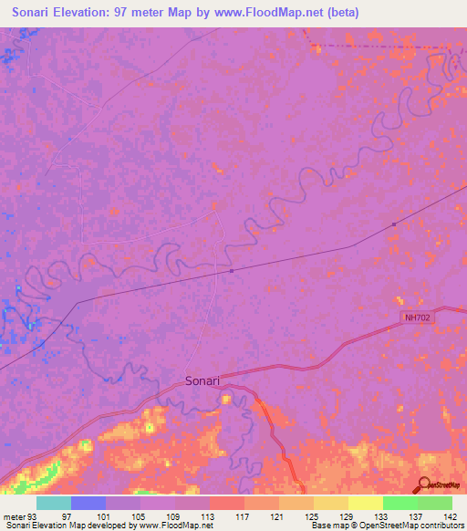 Sonari,India Elevation Map