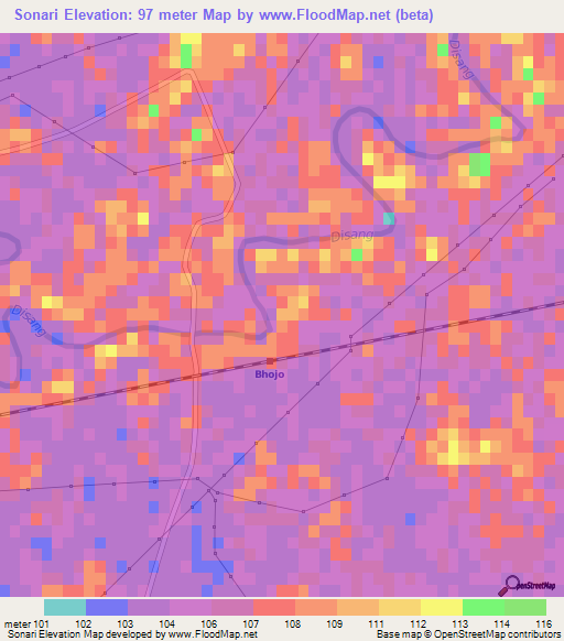 Sonari,India Elevation Map