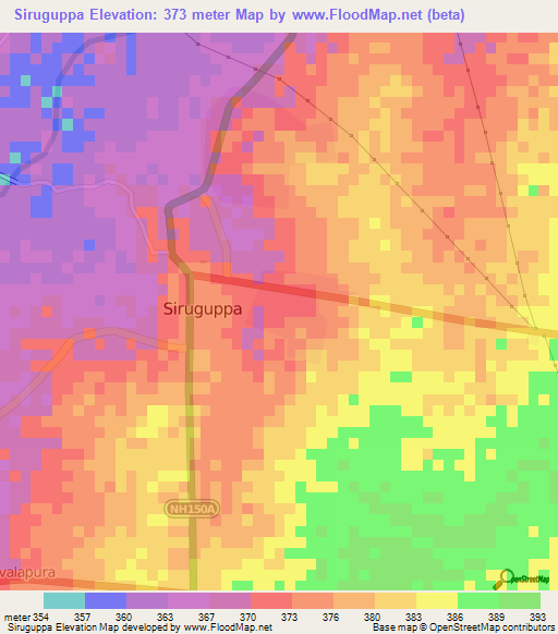 Siruguppa,India Elevation Map