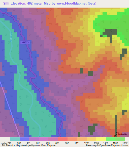 Silli,India Elevation Map