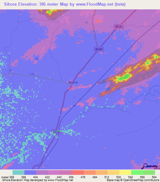 Sihora,India Elevation Map