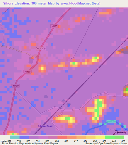 Sihora,India Elevation Map