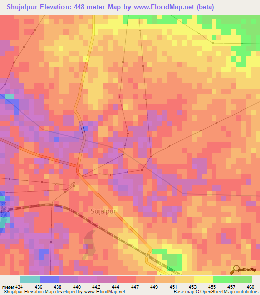 Shujalpur,India Elevation Map