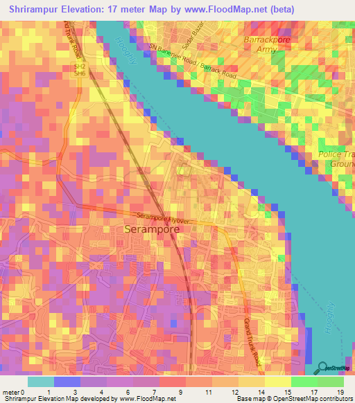 Shrirampur,India Elevation Map