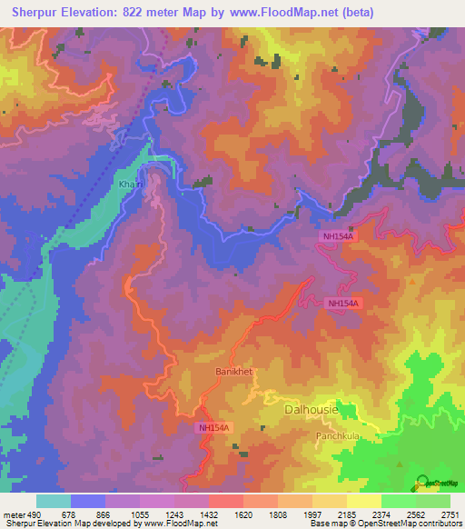 Sherpur,India Elevation Map