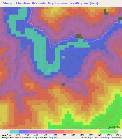 Sherpur,India Elevation Map