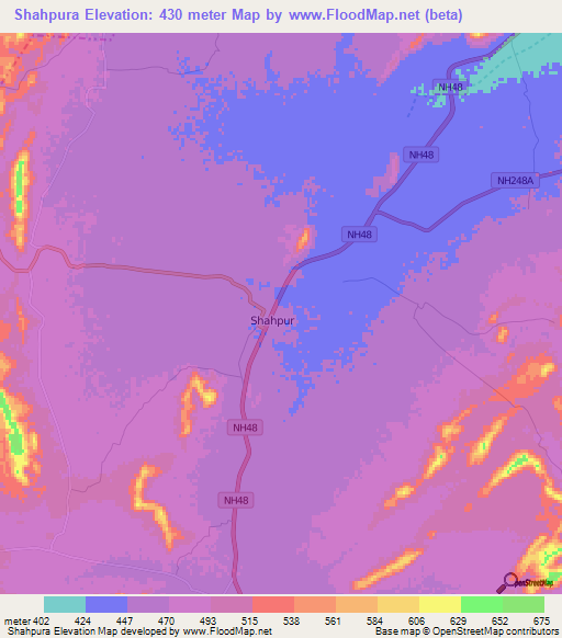 Shahpura,India Elevation Map