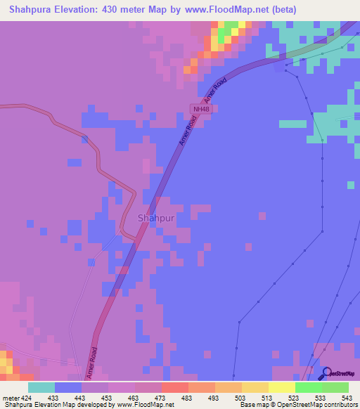 Shahpura,India Elevation Map