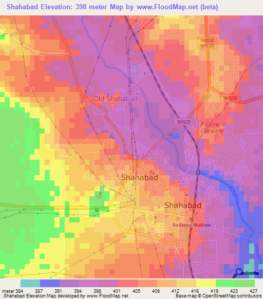 Shahabad,India Elevation Map