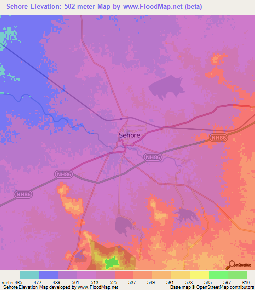 Sehore,India Elevation Map