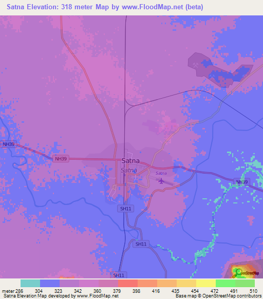 Satna,India Elevation Map