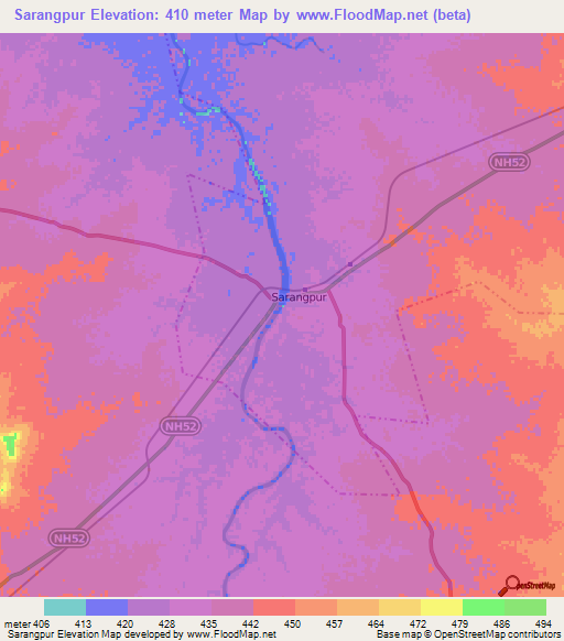 Sarangpur,India Elevation Map