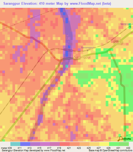 Sarangpur,India Elevation Map