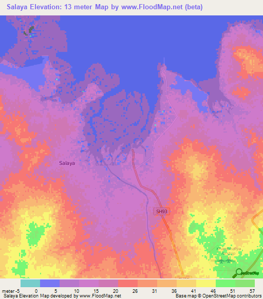 Salaya,India Elevation Map