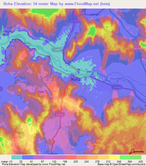 Roha,India Elevation Map