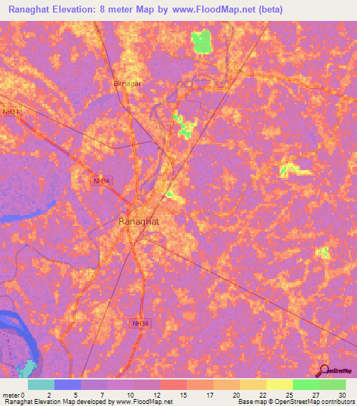 Ranaghat,India Elevation Map