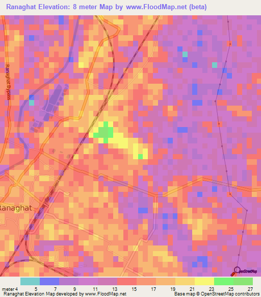 Ranaghat,India Elevation Map