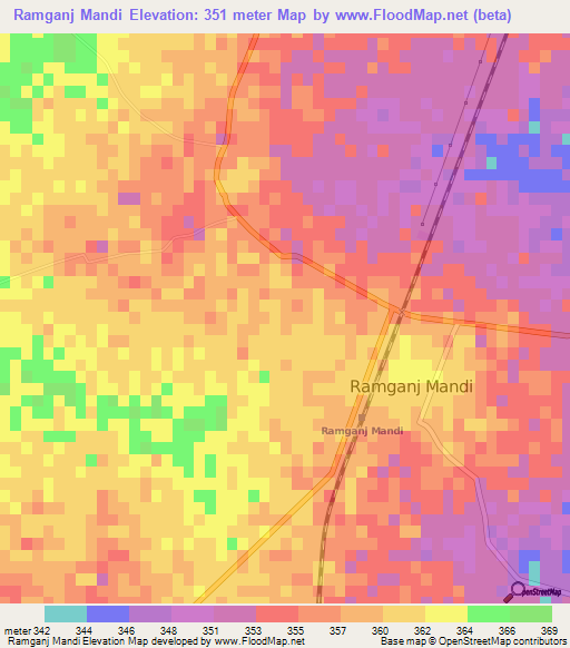 Ramganj Mandi,India Elevation Map