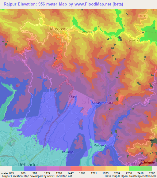 Rajpur,India Elevation Map