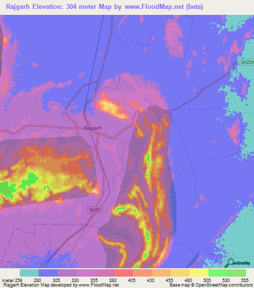 Rajgarh,India Elevation Map