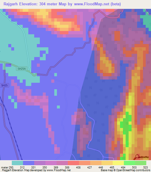 Rajgarh,India Elevation Map